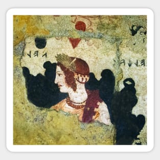 VELIA ,ETRUSCAN NOBLE WOMAN PORTRAIT Antique Tarquinia Fresco Sticker